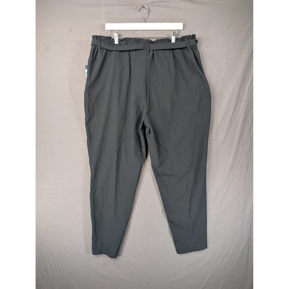 Modern Ambition Womens XXL Tie Waist Pant Tapered Leg Black Recycled Stretch